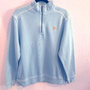 Tommy Bahama Blue Cotton 1/4 zip - Large